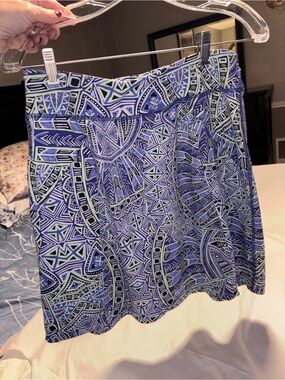 Title Nine Blue & Mint Geometric Skater Skirt Size Small